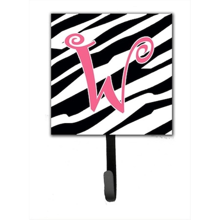 Carolines Treasures 4.25 x 6 in. Letter W Initial Monogram Zebra Stripe and Pink Leash Or Key Hook CJ1037-WSH4